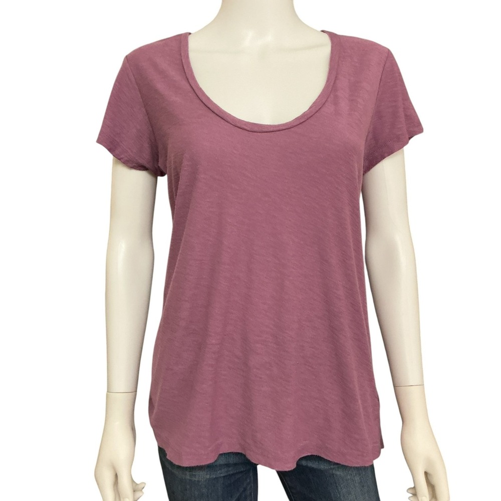 Standard James Perse Slub Knit Scoop Neck Tee sz 2 Mauve Pink California Casual